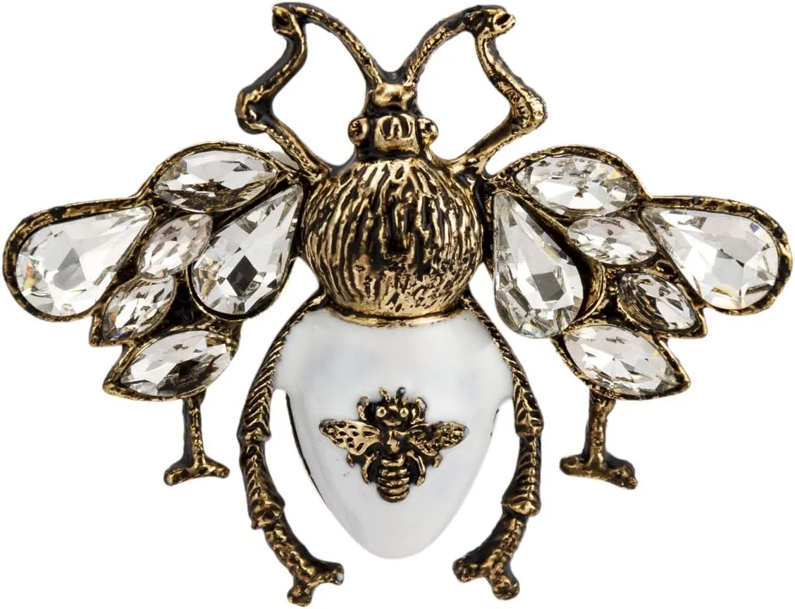Knighthood Brooch Pin White and Matte Gold Bee With Stone Champagne Stone MultiColour Owl Lapel Pin Accessories for Men Women