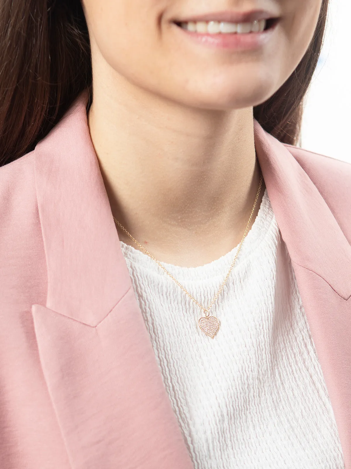 Large Diamond Pavé Heart Pendant Yellow Gold Necklace