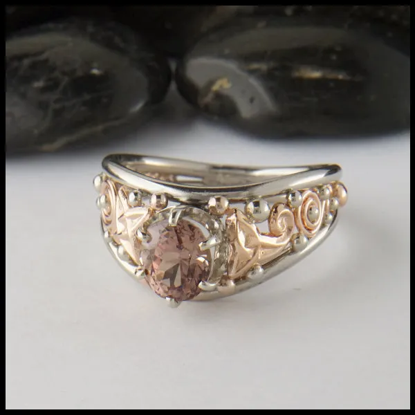 Malaya Garnet Ring in White and Rose Gold