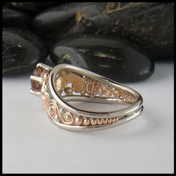 Malaya Garnet Ring in White and Rose Gold
