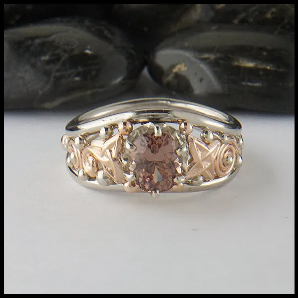 Malaya Garnet Ring in White and Rose Gold