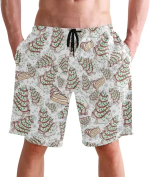 Men's Swim Trunks Quick Dry Swimming Shorts with Mesh Lining and Pocket Pink Christmas Santa Claus Swimsuit Trunks