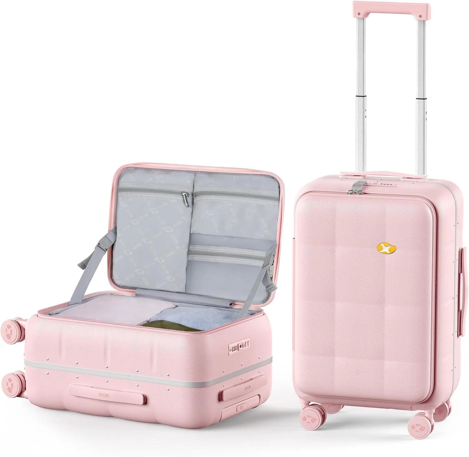 MGB 20 Inch Carry On Luggage with Wheels PC Hard Shell Suitcase Top Opening Aluminum Frame Travel Luggage Suitcases for Woman Men Gifts 22 X 14 X 9 Airline Approved with TSA Lock