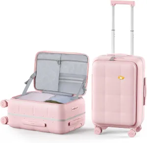 MGB 20 Inch Carry On Luggage with Wheels PC Hard Shell Suitcase Top Opening Aluminum Frame Travel Luggage Suitcases for Woman Men Gifts 22 X 14 X 9 Airline Approved with TSA Lock