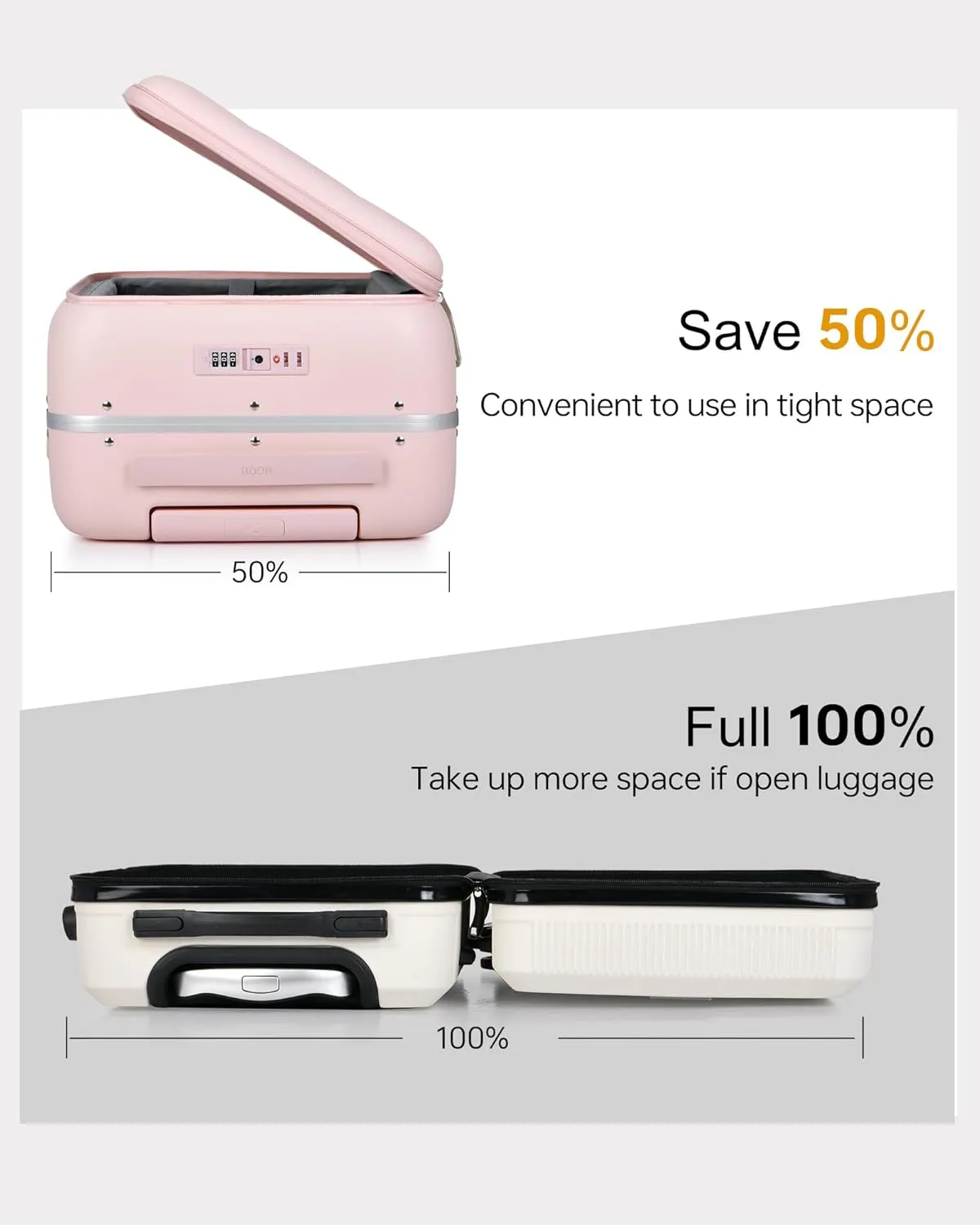 MGB 20 Inch Carry On Luggage with Wheels PC Hard Shell Suitcase Top Opening Aluminum Frame Travel Luggage Suitcases for Woman Men Gifts 22 X 14 X 9 Airline Approved with TSA Lock