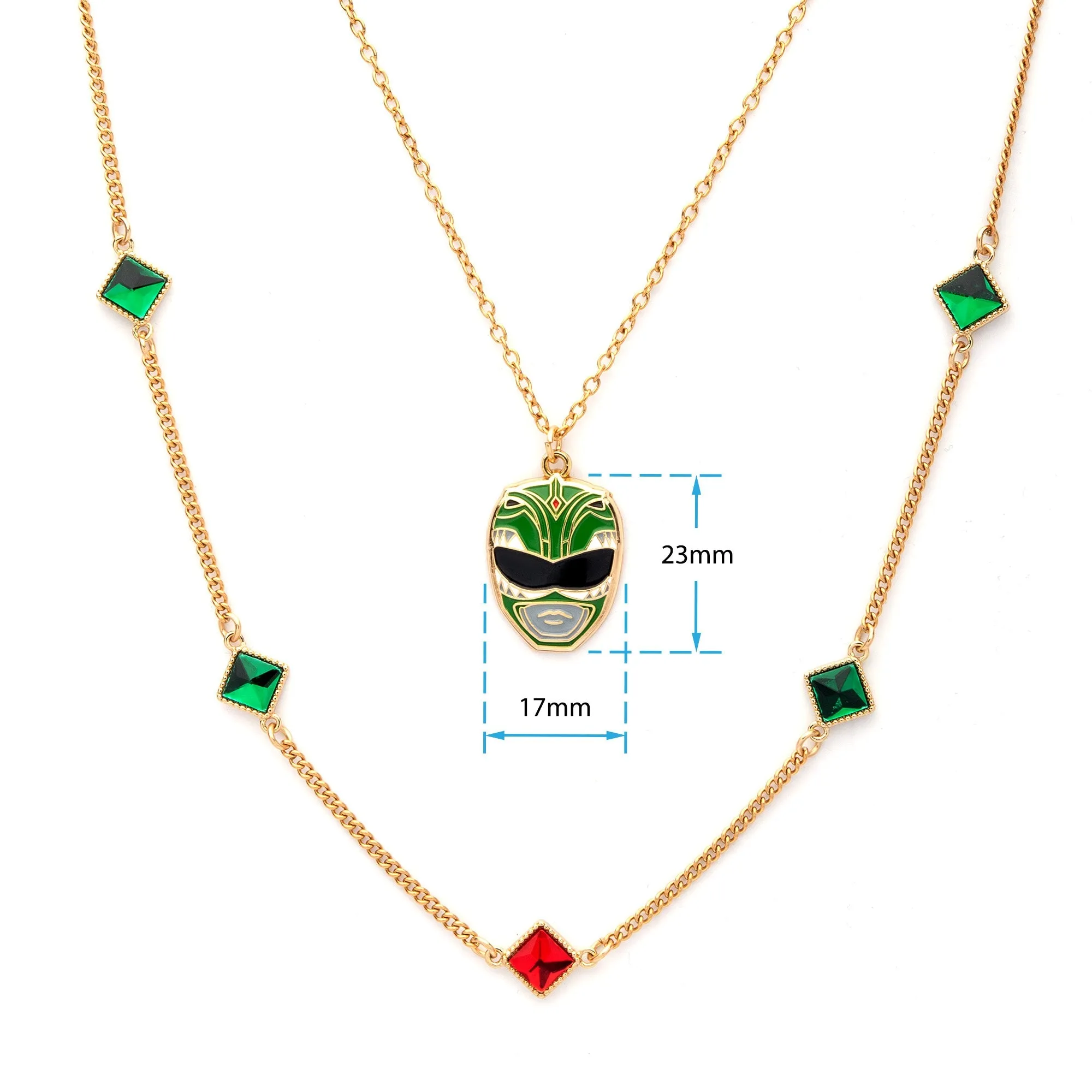 Mighty Morphin Power Rangers Green Gem Ranger Necklace Set