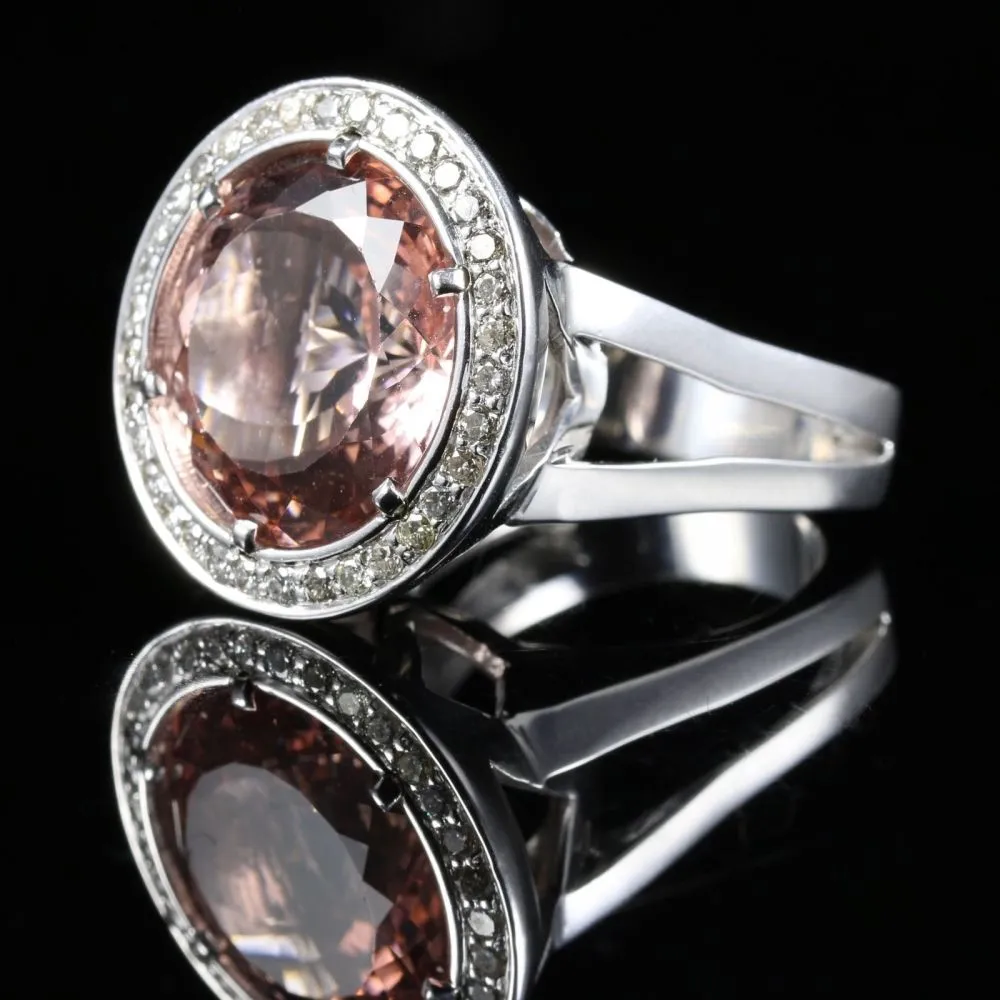 Morganite Diamond Ring Fabulous Large Ring 14K