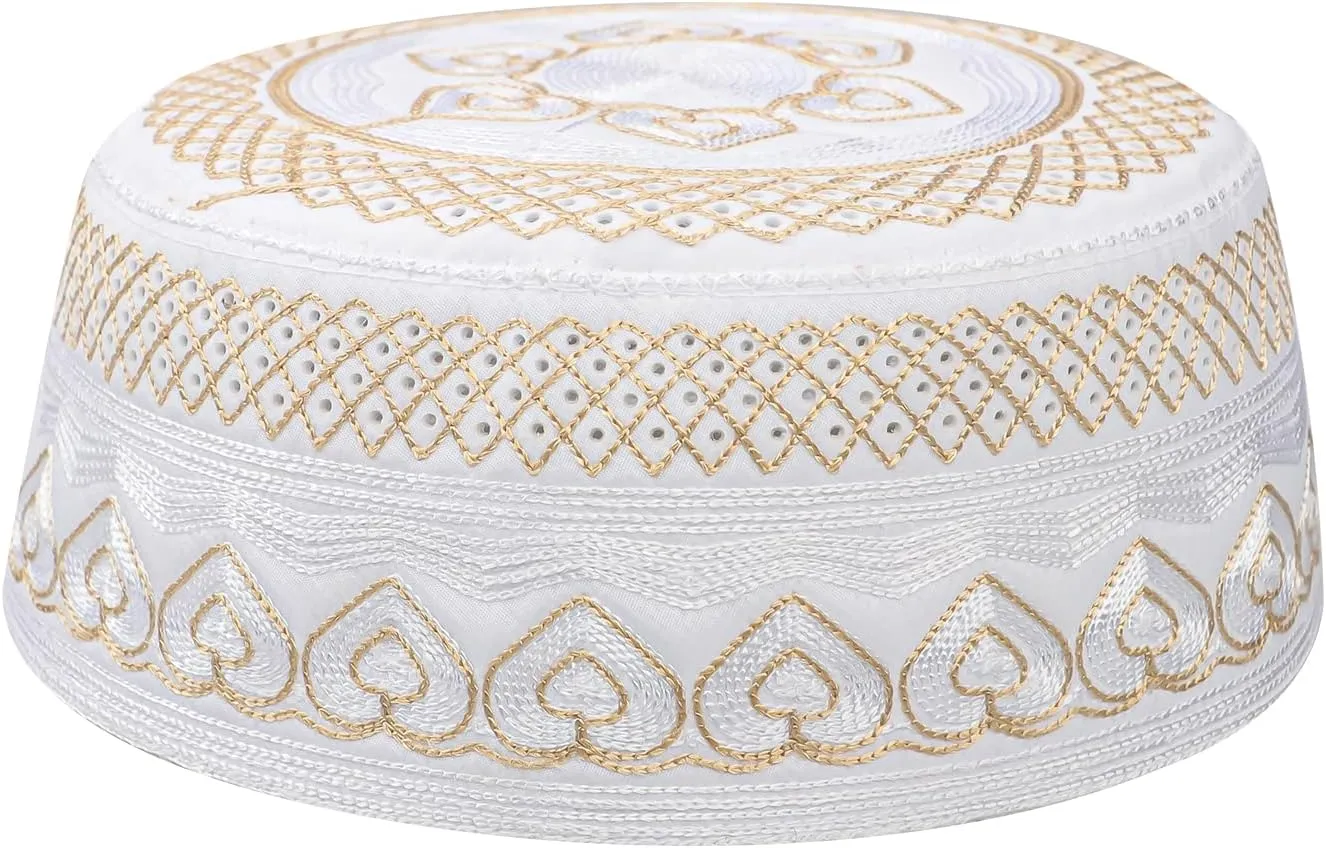 Muslim Prayer Kufi Hat for Men Boys Islamic Beanie Skull Cap Prayer Headwear Embroidery Kofia Topi Sun Hat Ramadan Eid Gift
