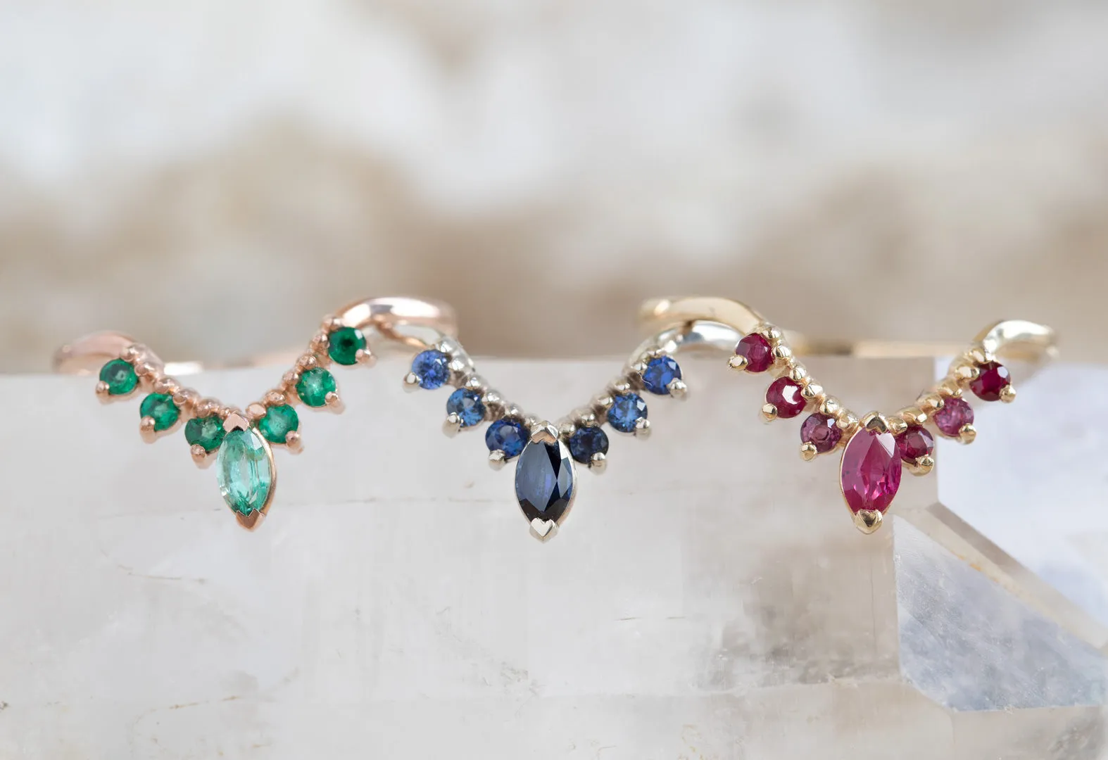 One of a Kind Gemstone Sunburst Stacking Ring