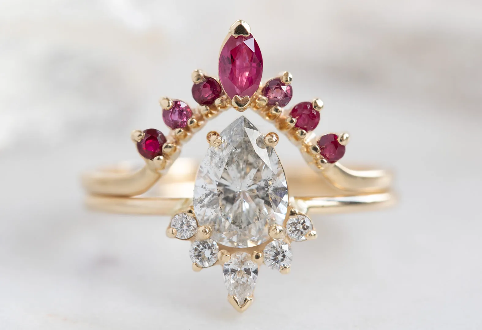 One of a Kind Gemstone Sunburst Stacking Ring