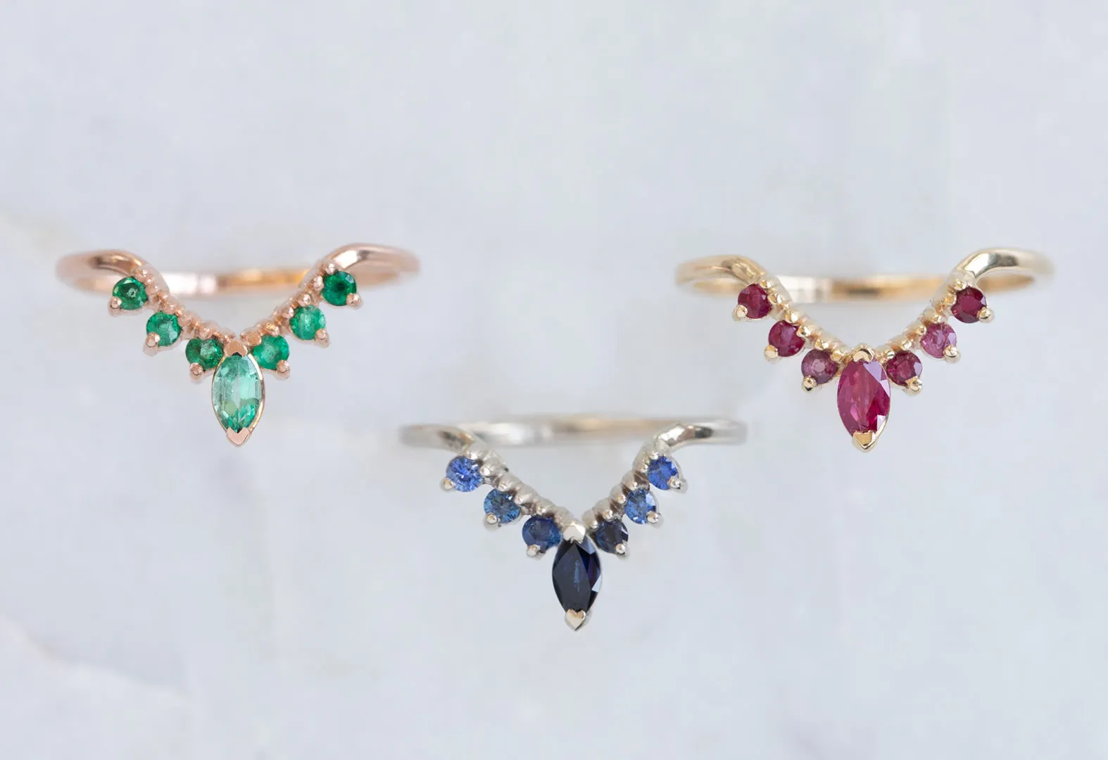 One of a Kind Gemstone Sunburst Stacking Ring