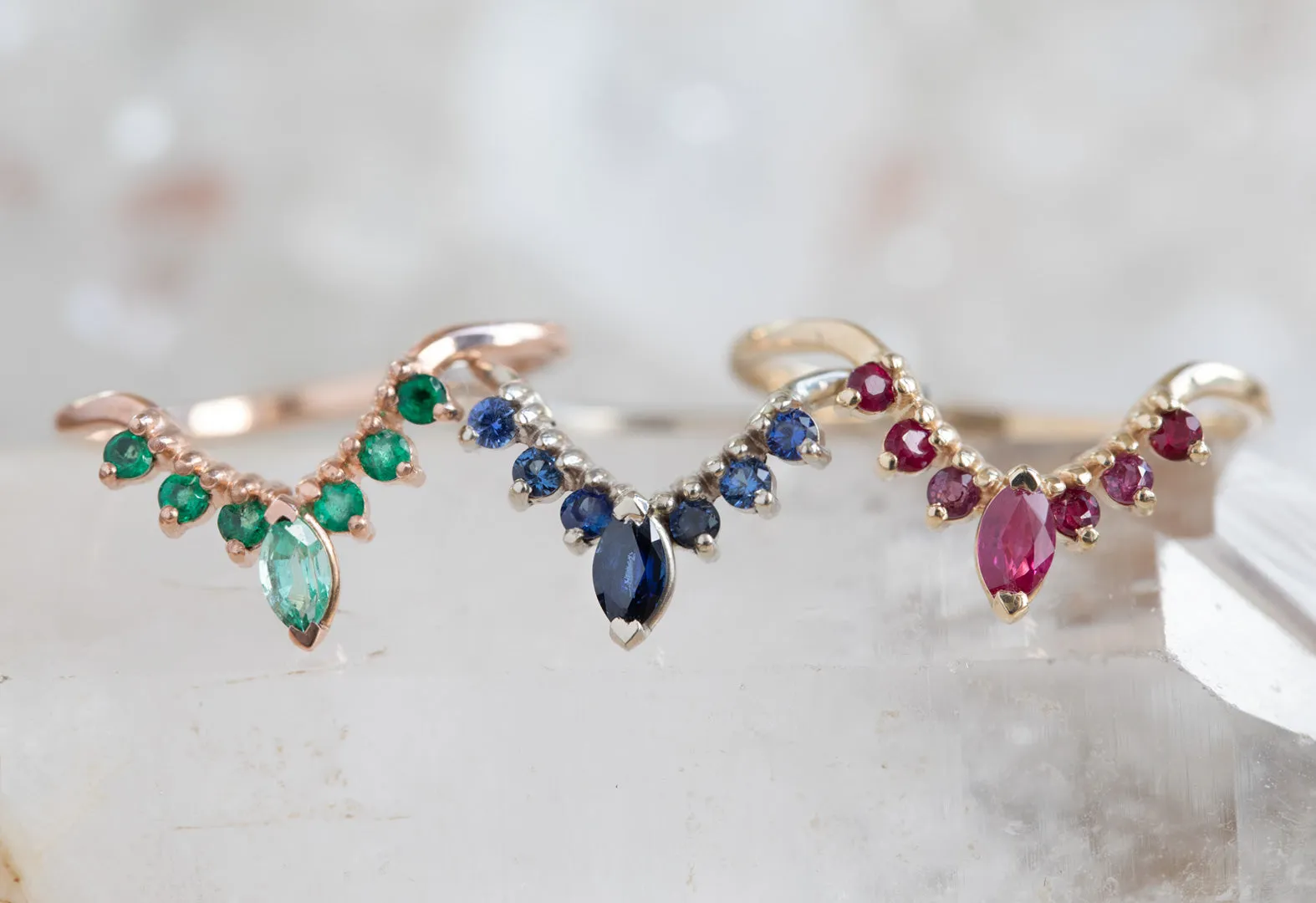 One of a Kind Gemstone Sunburst Stacking Ring