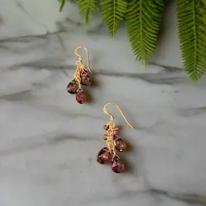 Pom Jewelry Pink Garnet Earrings In Gold Fill- PEPK1