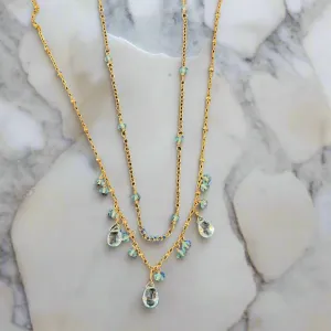 Pom Jewelry Set Of Two Sky Blue Topaz Necklaces In Gold Fill-PN-BT2