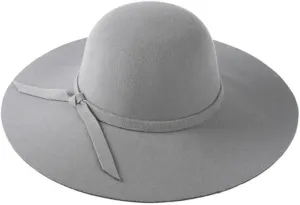 PTEXTU Wool Top Hat Solid Color Fluffy Wide Brim Wool Felt Bowler Hat Warm Ladies Church Bucket Hat