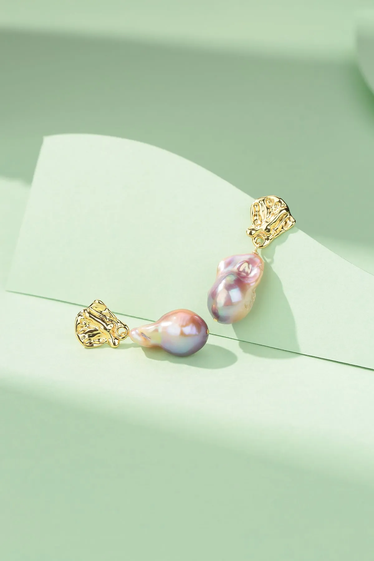 Purple Pink Large Baroque Pearl Earrings