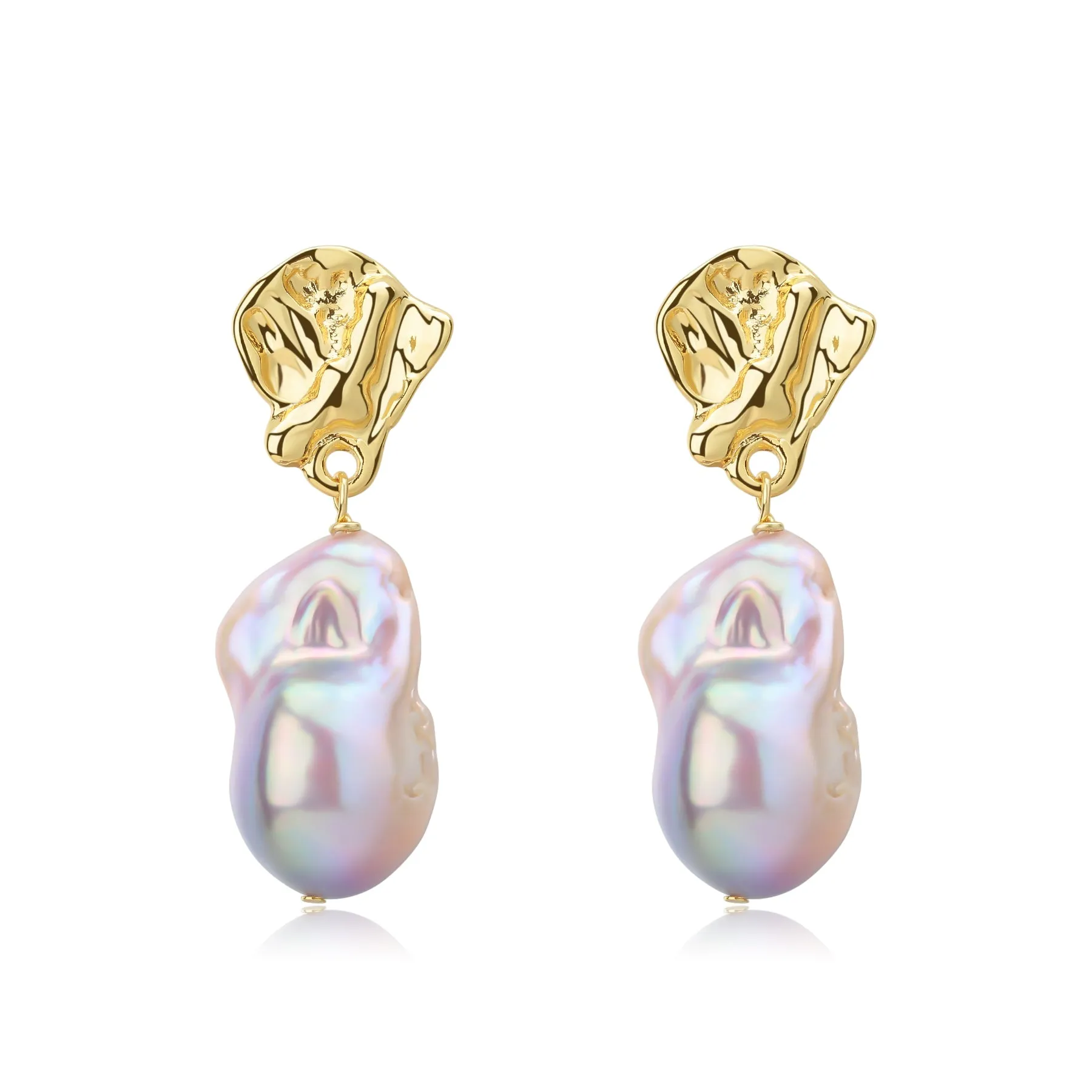 Purple Pink Large Baroque Pearl Earrings