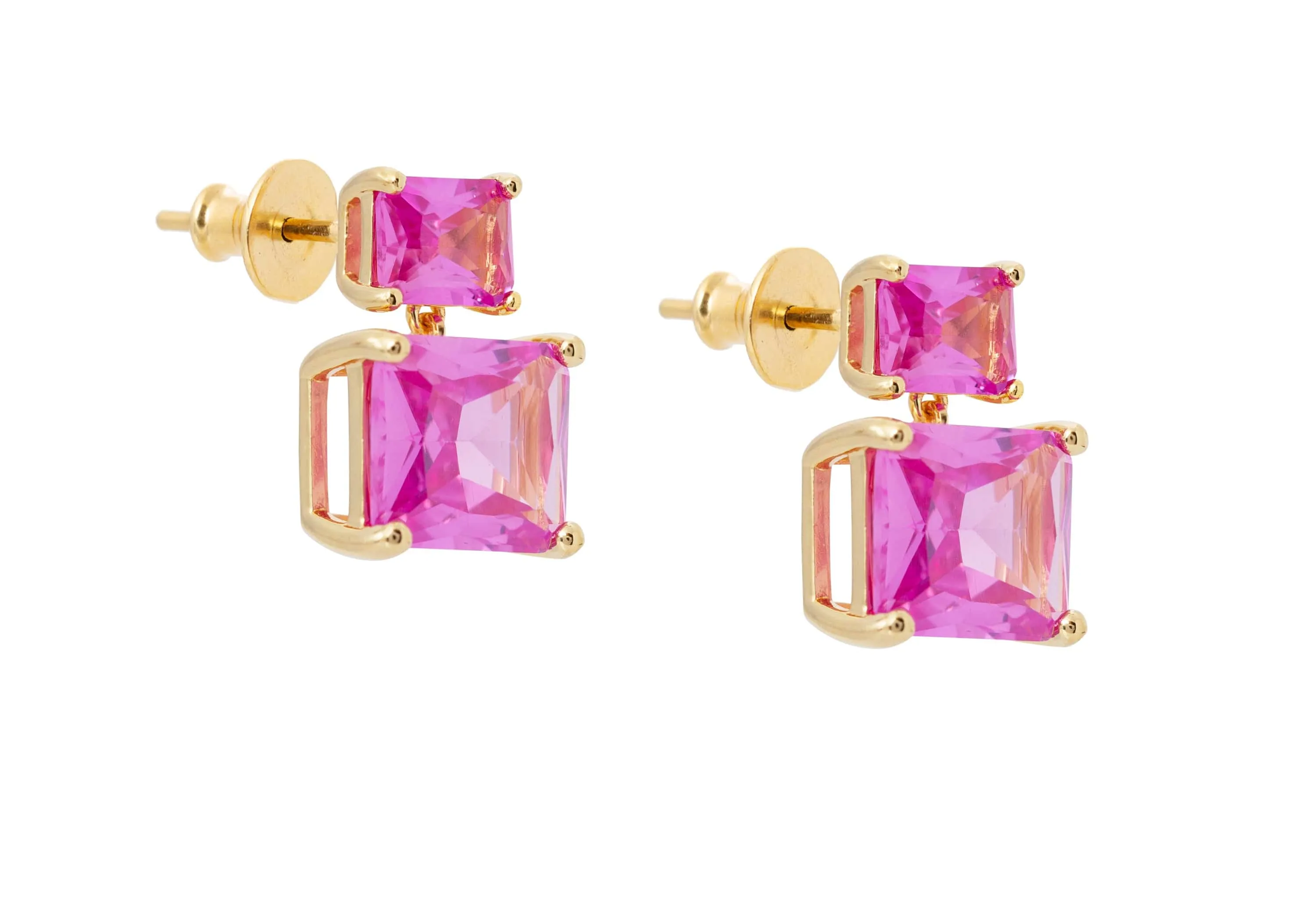 Rectangle Drop Earrings Pink