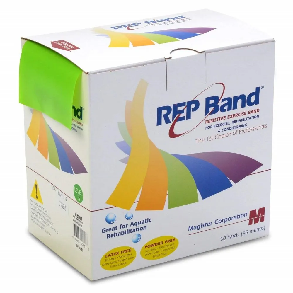 Resistive Exercise - Rep Band Latex-Free GREEN (LEVEL 3) 50 YARD ROLLS