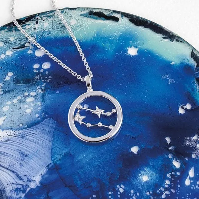 Revival Céleste Constellation Zirconia Rhodium Plated Gemini 18" Necklace 90471GEM