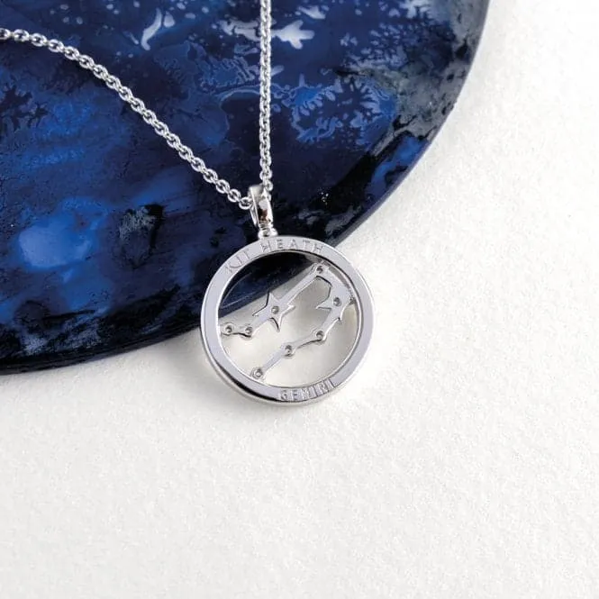 Revival Céleste Constellation Zirconia Rhodium Plated Gemini 18" Necklace 90471GEM