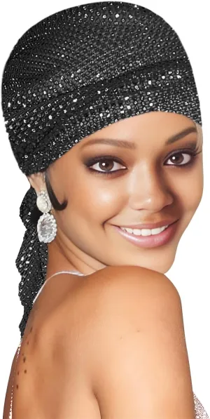 Rhinestone Mesh Headband 1920s Beaded Cap Belly Dance Cap Gatsby Themed Party Nightclub Headwrap Rave Headpiece