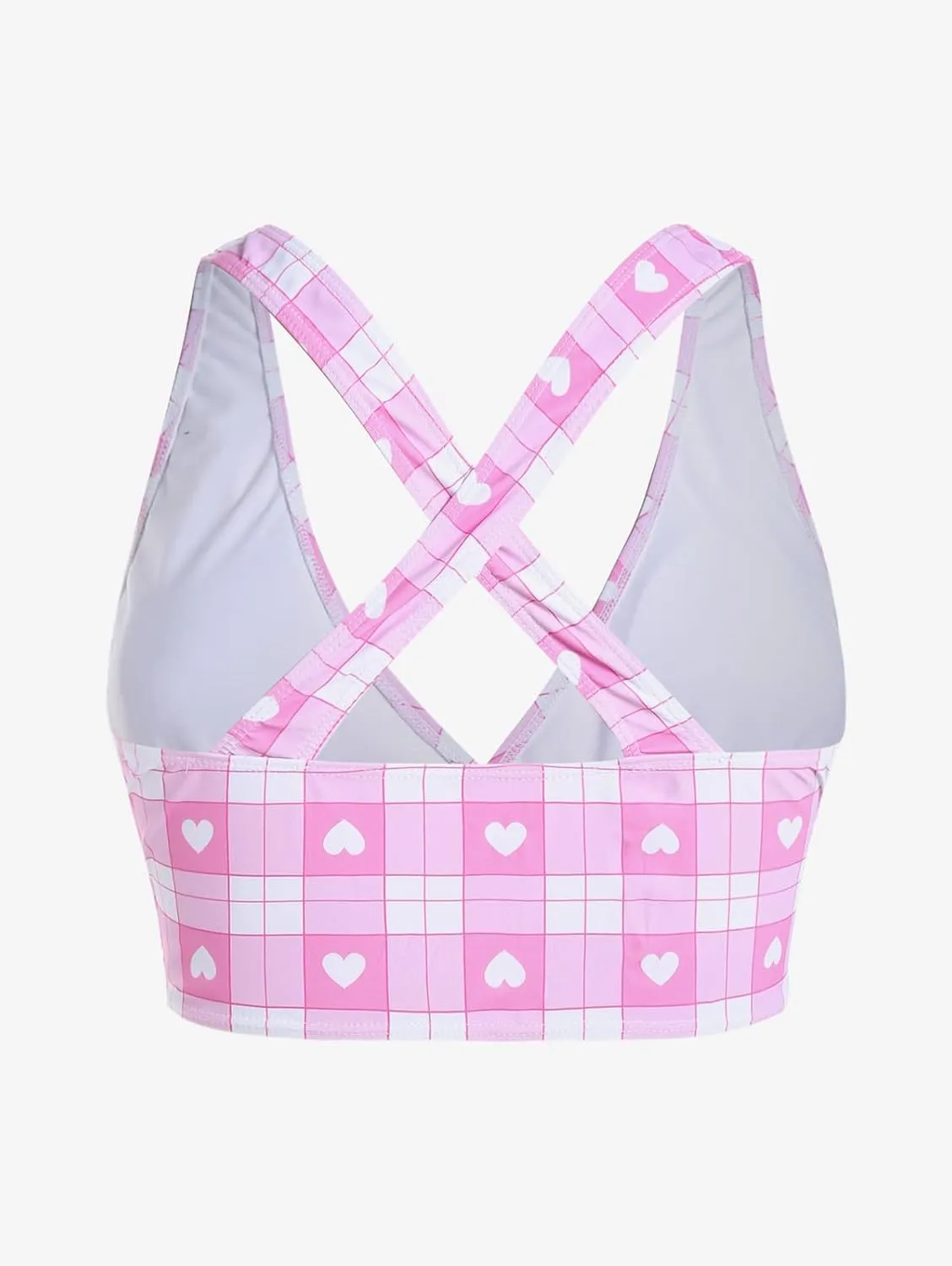 ROSE GAL Rosegal Plus Size Valentines Heart Bowknot Crisscross Padded Three Piece Tankini Swimsuit
