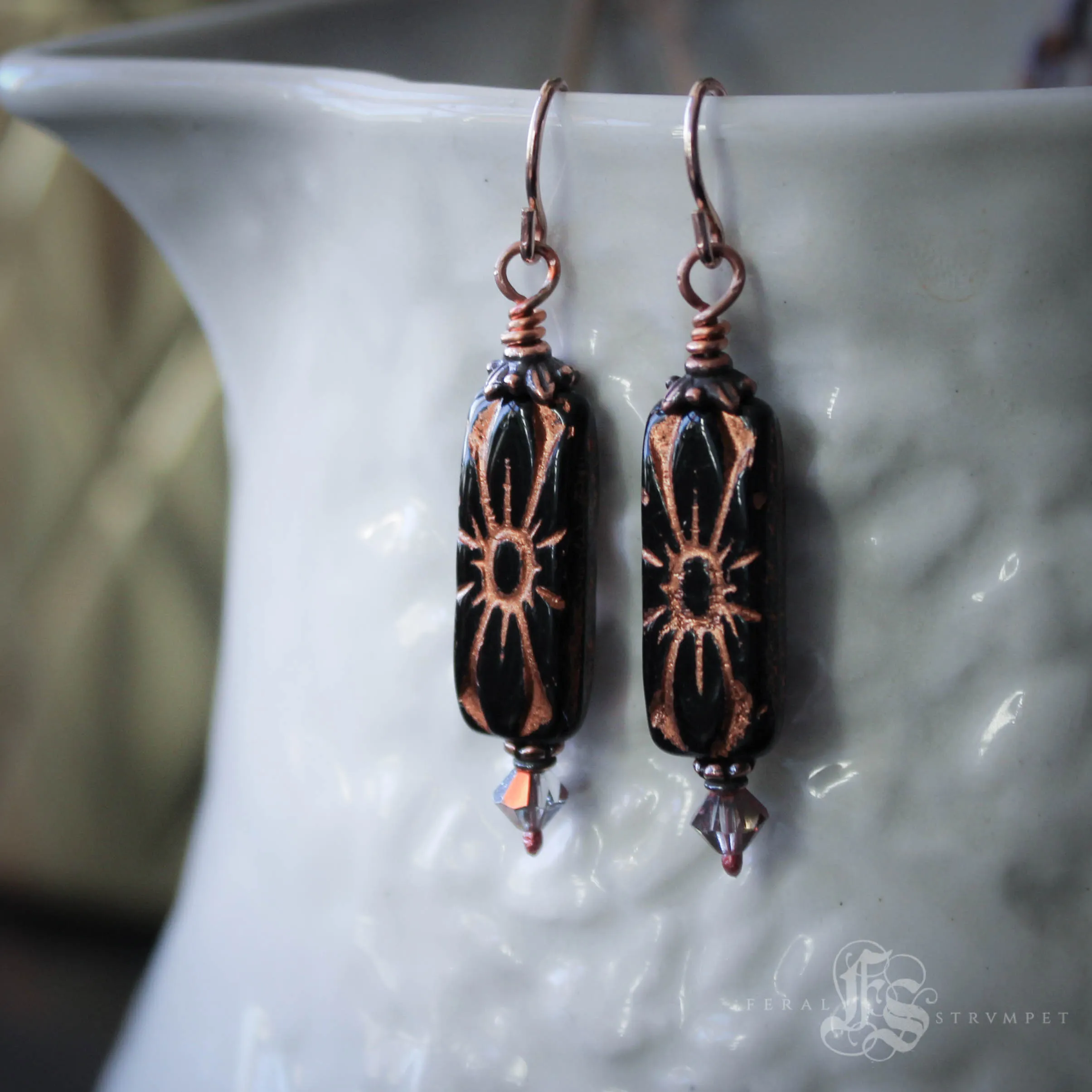 Rose Gold Deco Flower Earrings