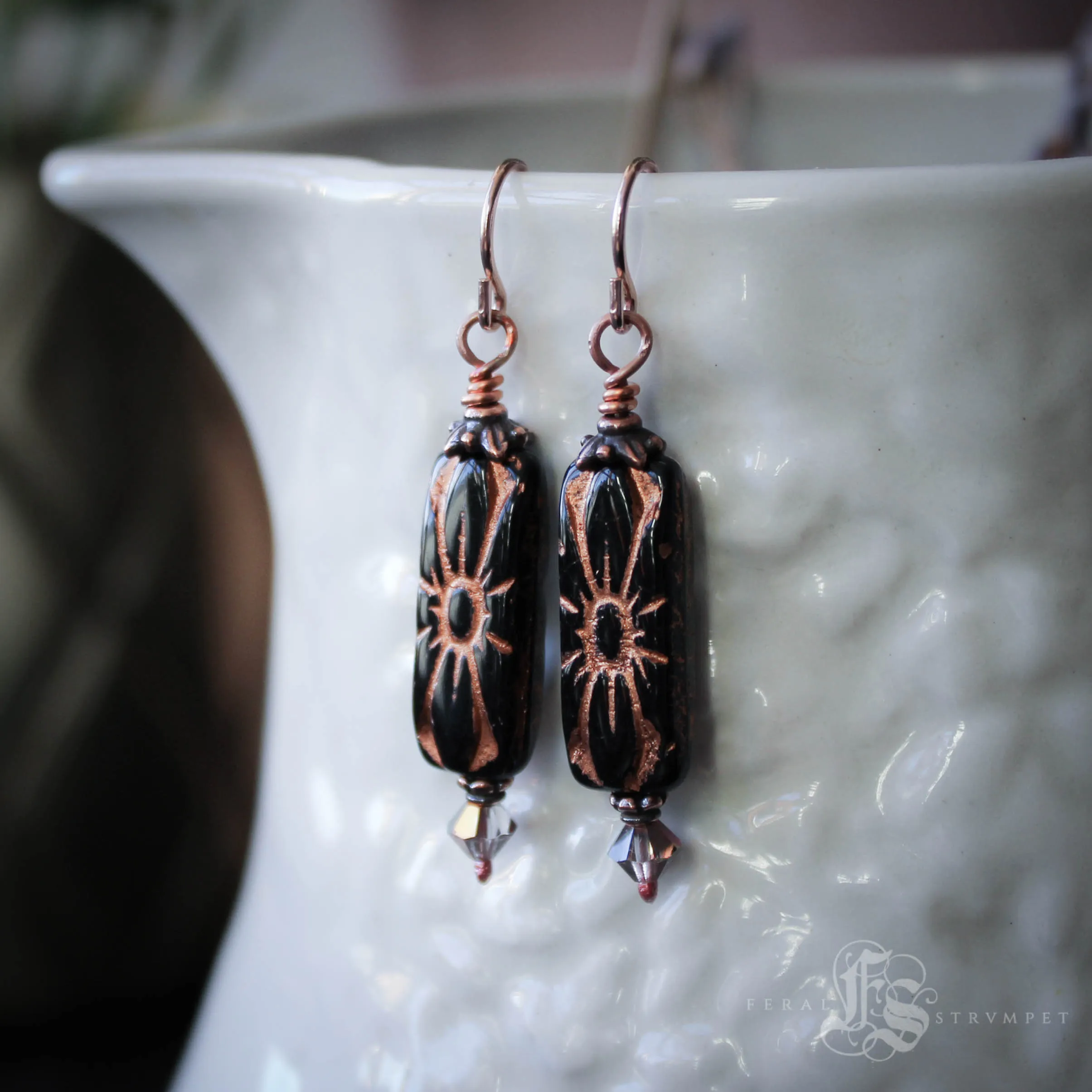 Rose Gold Deco Flower Earrings