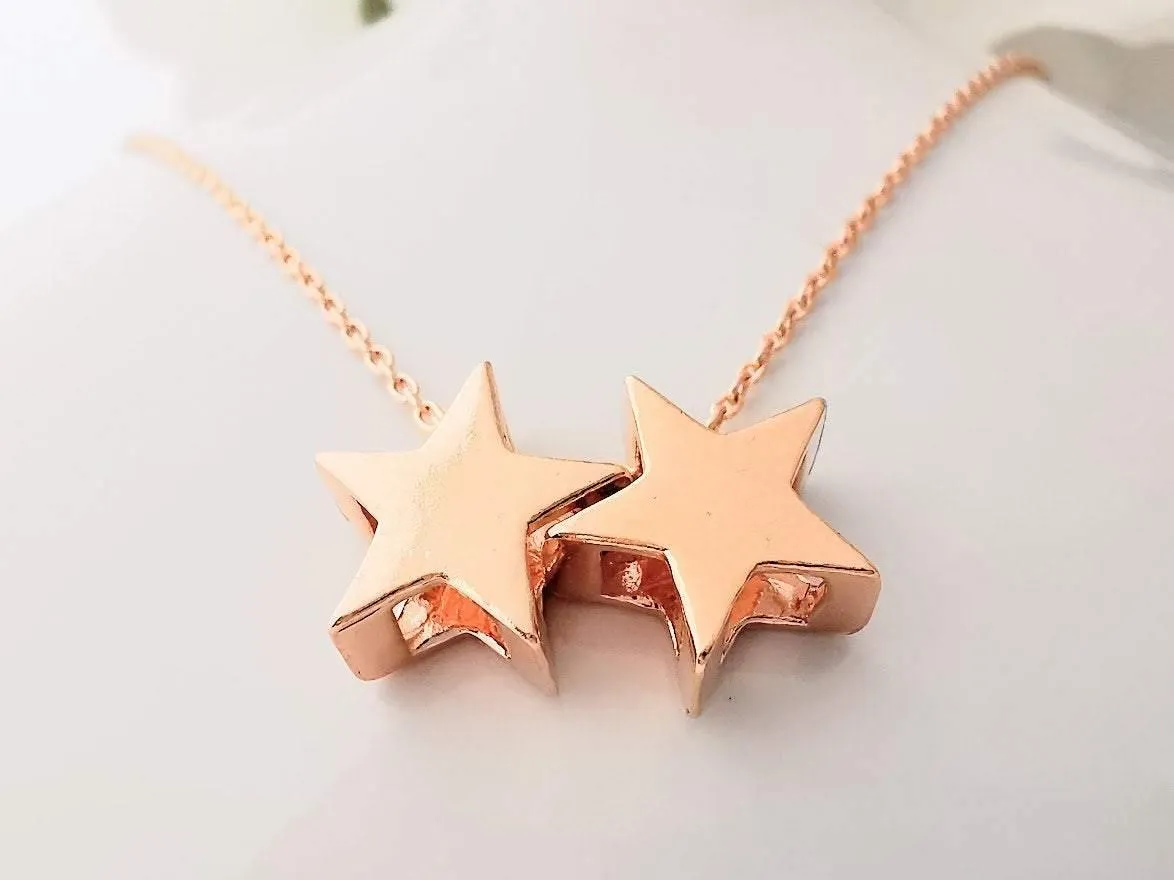 Rose Gold Double Star Necklace