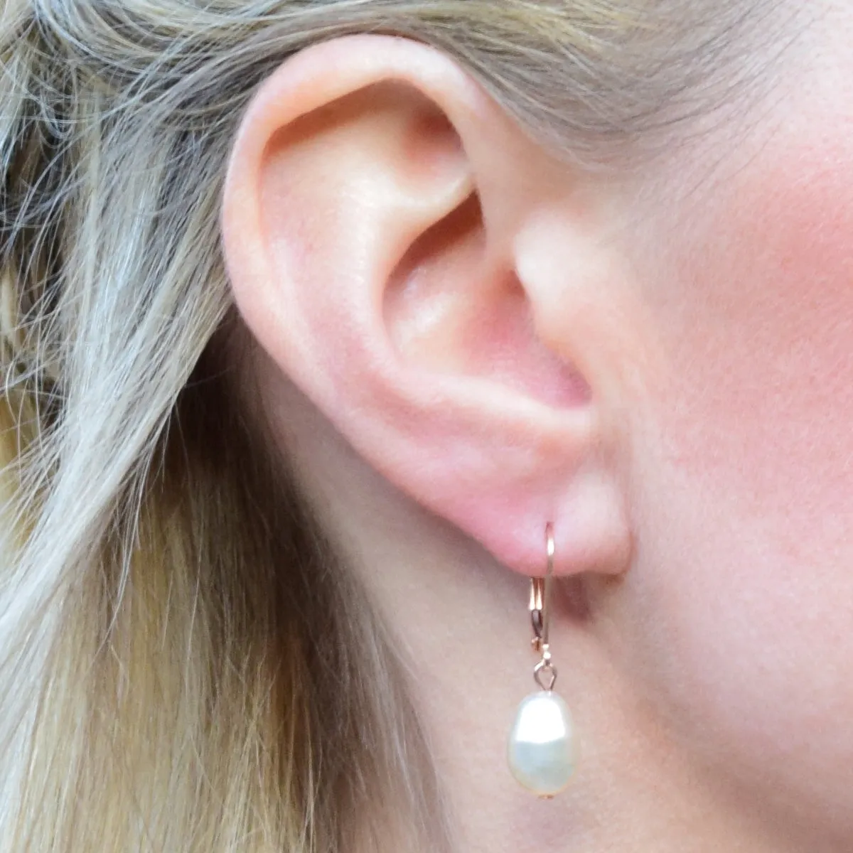 Rose Gold Lever Back Earrings