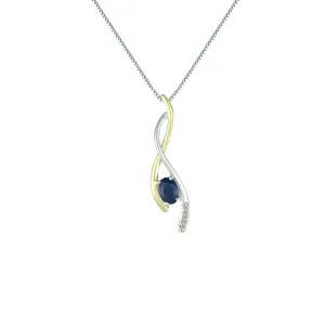 Sapphire and Diamond Fashion Pendant in Silver & 14K