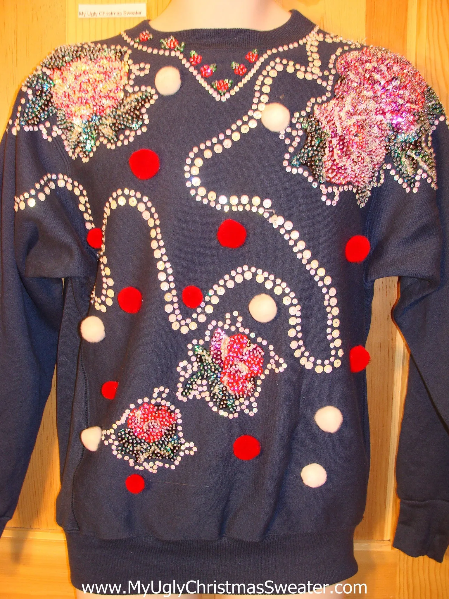 Tacky Cheap Christmas Sweatshirt Horrible 3D Bling