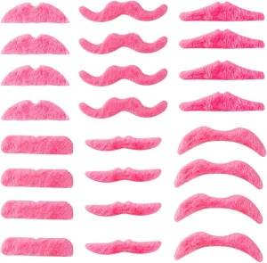 TCOTBE 24 Pcs Pink Self Adhesive Mustaches Hot Pink Self Adhesive Party Mustaches Fake Pink Mustaches Beard Costume Accessory Pink Sticker Mustache Assortment Costume Accessories Party Supplies