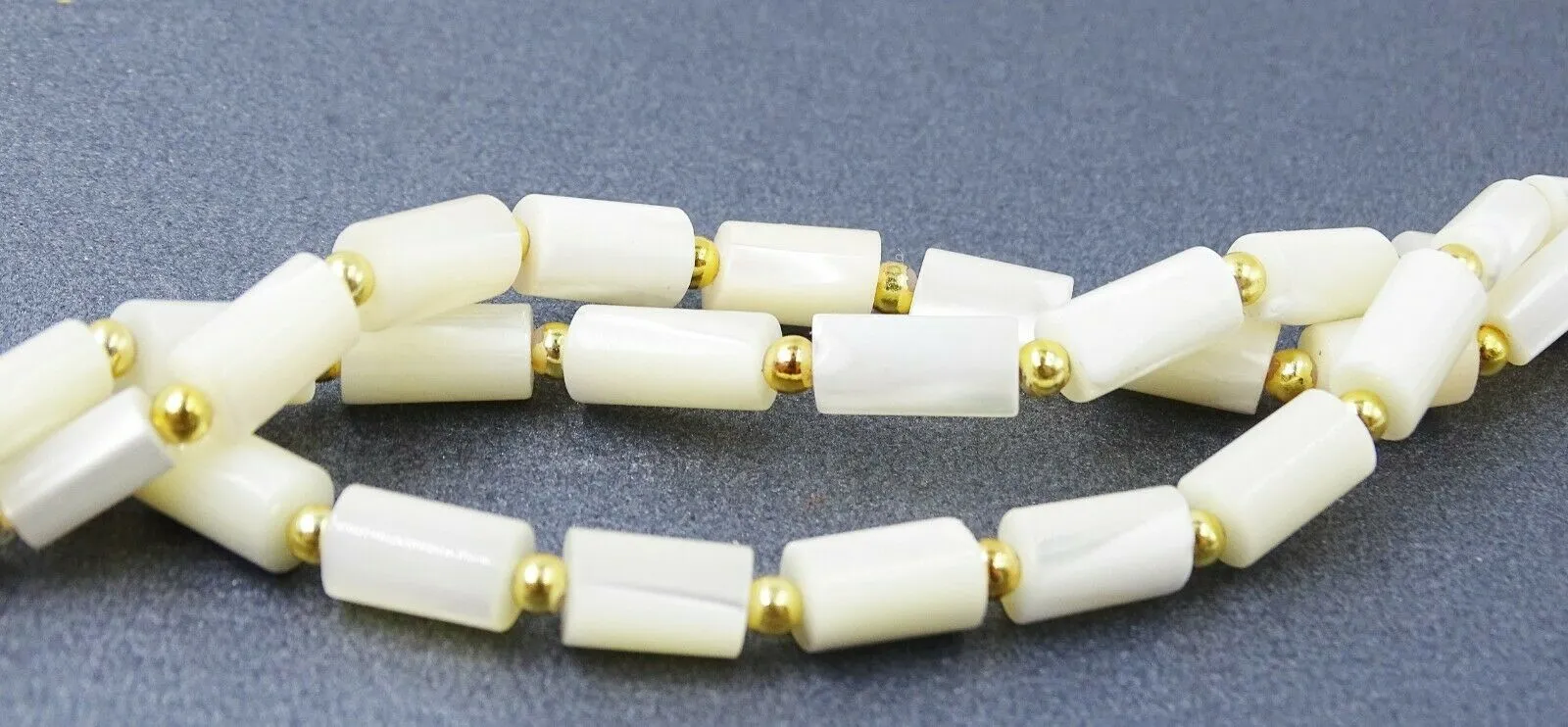 Triple Strand Mother of Pearl Beaded Necklace
