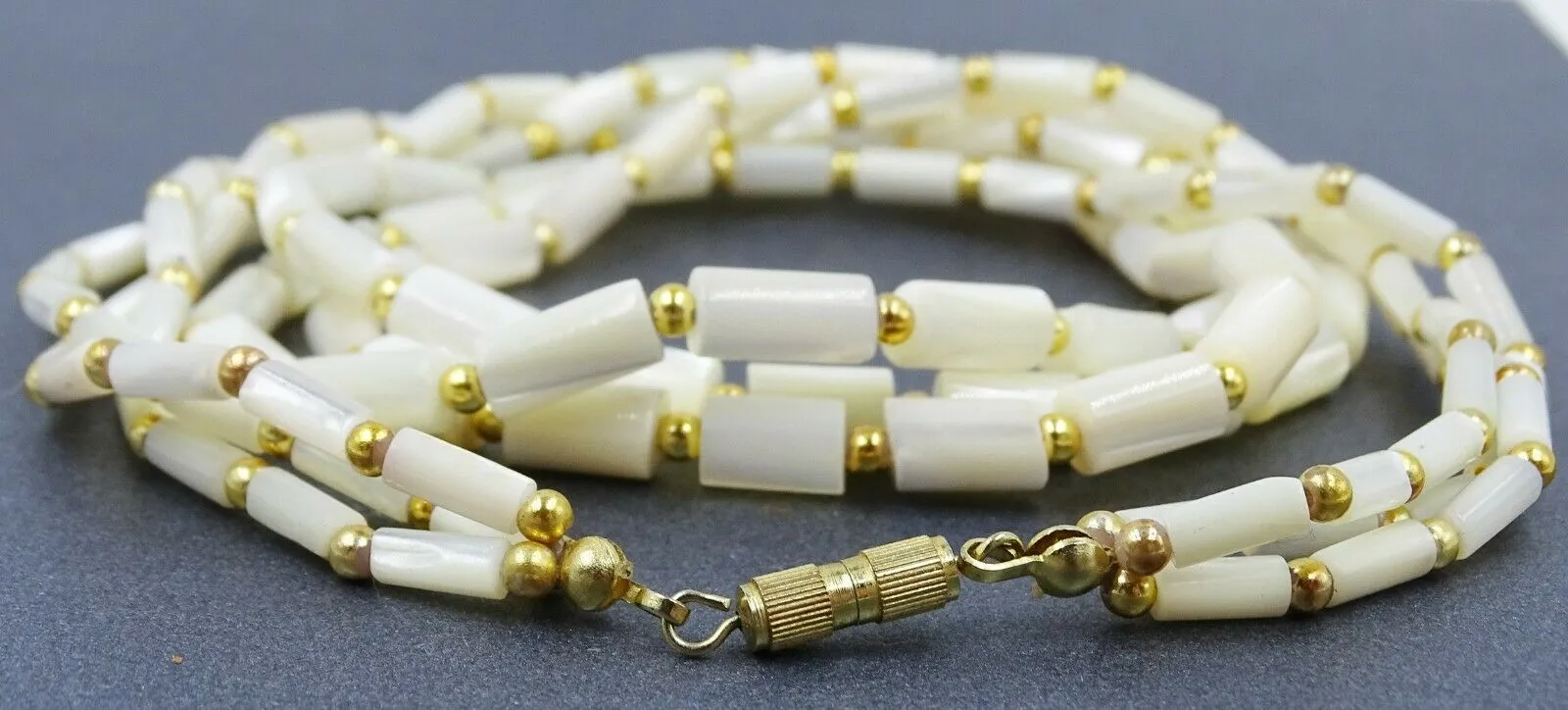 Triple Strand Mother of Pearl Beaded Necklace