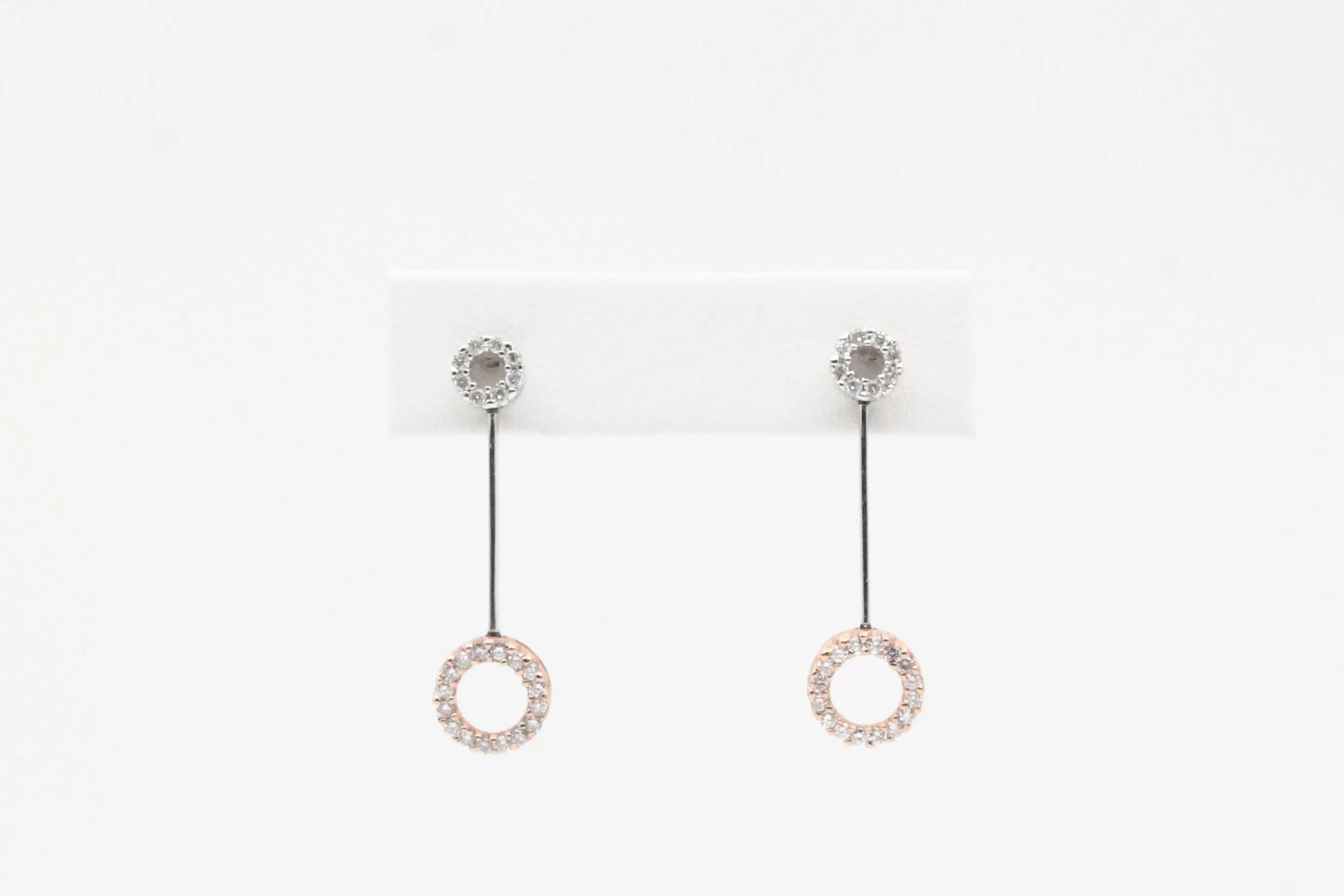 Two Tone Diamond Drop Earrings