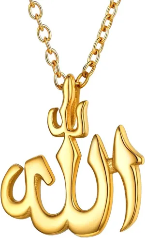 U7 Allah Pendant Necklace with Chain Platinum / 18K Gold Plated Muslim Jewelry Islamic Pendant