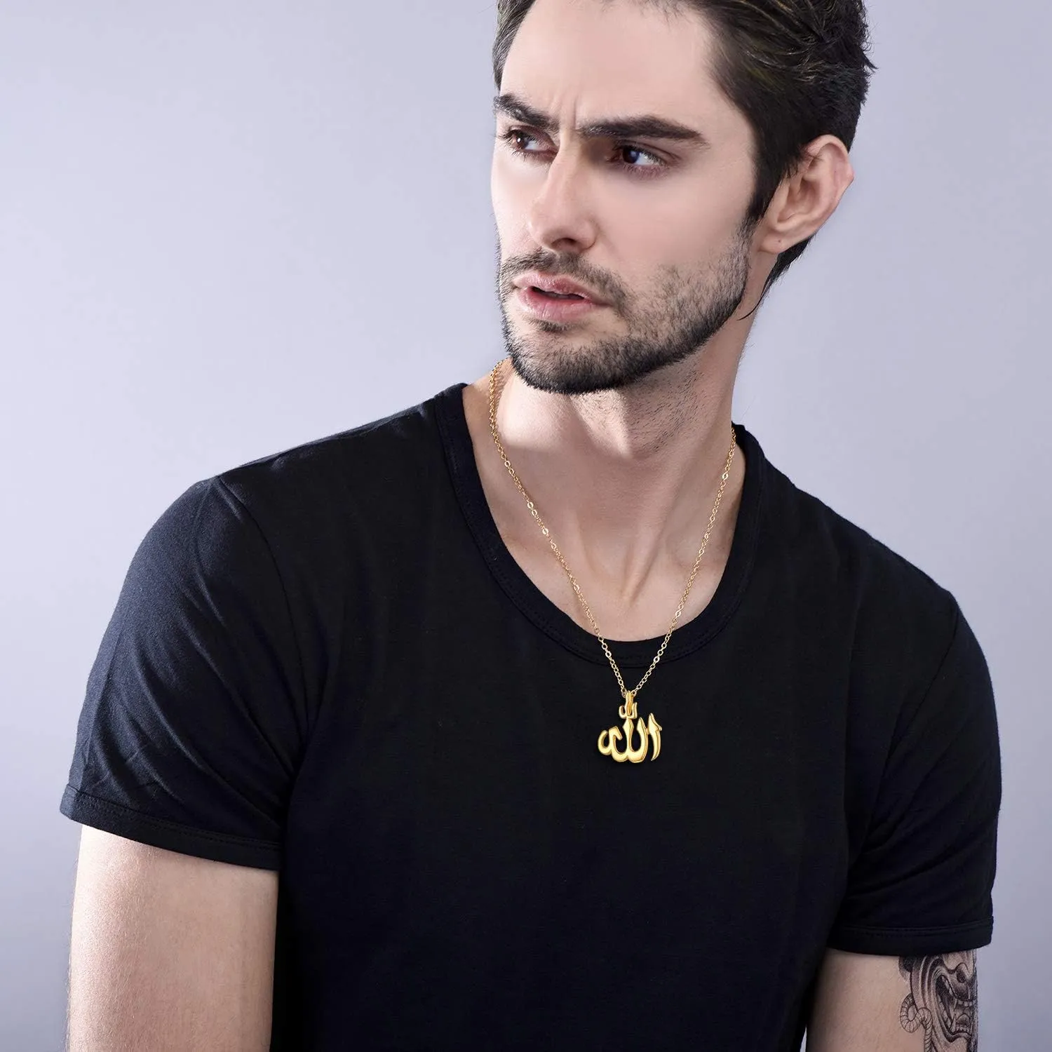 U7 Allah Pendant Necklace with Chain Platinum / 18K Gold Plated Muslim Jewelry Islamic Pendant