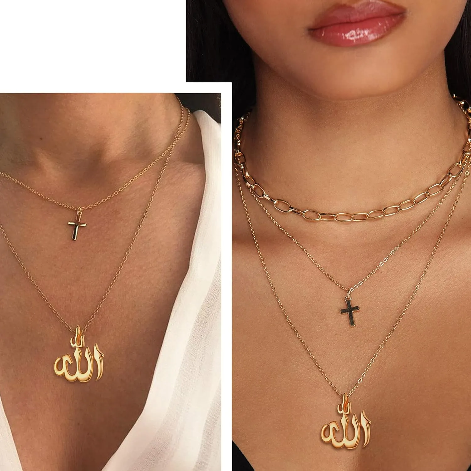 U7 Allah Pendant Necklace with Chain Platinum / 18K Gold Plated Muslim Jewelry Islamic Pendant