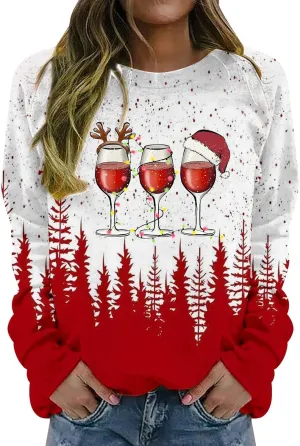 Ugly Christmas Sweater Women Christmas Tree Sweatshirts Long Sleeve Crew Neck Holiday Merry and Br