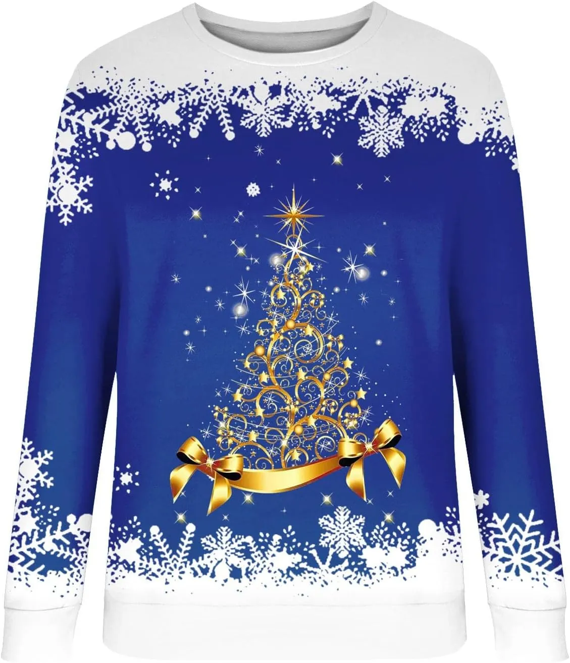 Ugly Christmas Sweater Women Christmas Tree Sweatshirts Long Sleeve Crew Neck Holiday Merry and Br