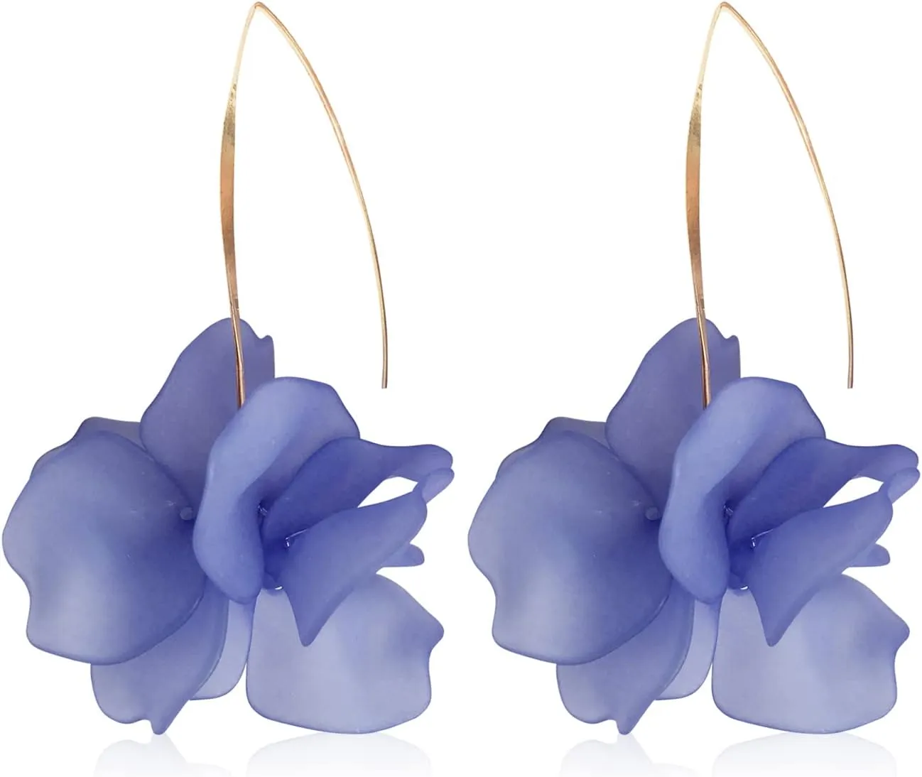 Unique Handmade Bohemian Resin Flower Petal Dangle Earrings Large Long Acrylic Rose Flower Tiered drop Earring Statement Summer Party Exaggerated Floral Tassel Hook Earrings for Women