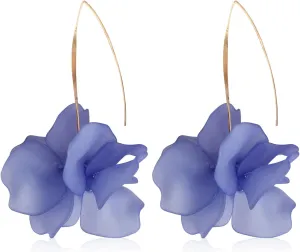 Unique Handmade Bohemian Resin Flower Petal Dangle Earrings Large Long Acrylic Rose Flower Tiered drop Earring Statement Summer Party Exaggerated Floral Tassel Hook Earrings for Women