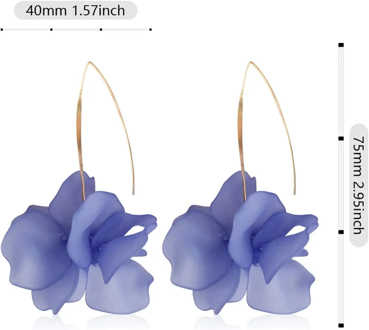 Unique Handmade Bohemian Resin Flower Petal Dangle Earrings Large Long Acrylic Rose Flower Tiered drop Earring Statement Summer Party Exaggerated Floral Tassel Hook Earrings for Women