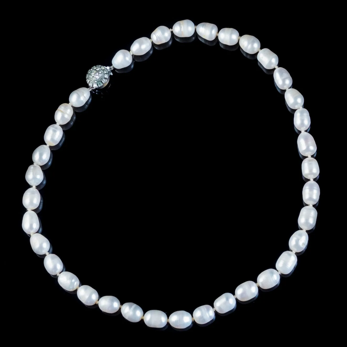 Vintage Pearl Necklace Paste Clasp