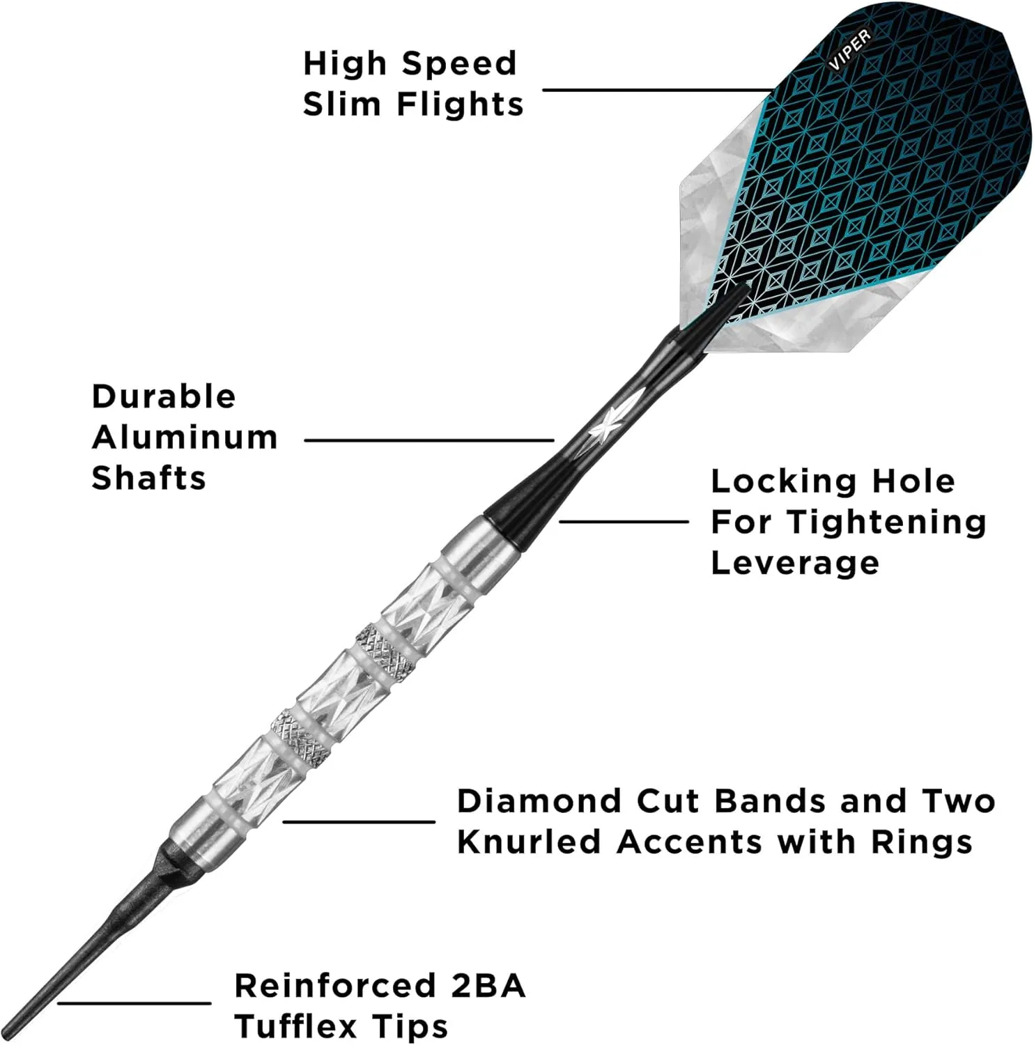 Viper Diamond 90% Tungsten Soft Tip Darts with Storage/Travel Case