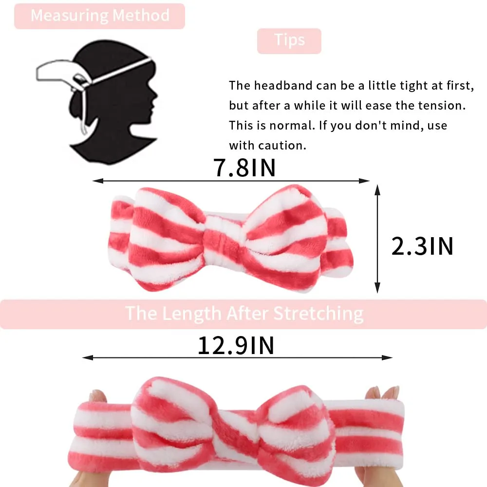 WHAVEL 6 Pack Pink Spa Headbands - Soft Skincare & Shower Head Wraps