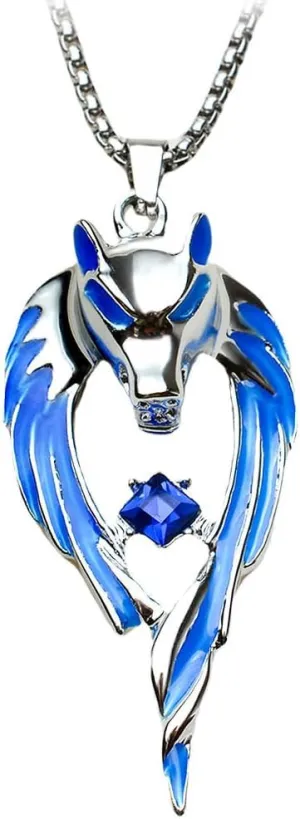 Wolf Necklace for Men Vintage Norse Viking Wolf Pendant Necklace Chain Luminous Glow In The Dark Necklaces for Adults