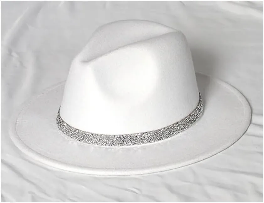 Women Fedora Hats with Diamond Band Fashion Wedding Party Jazz Cap Unisex Church Hat Bucket Hats